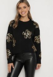 Czarny Sweter z Kwiatowymi Naszywkami i Cekinami Ciadora. Czarne swetry Born2be, z aplikacjami, z jeansu, eleganckie, bez ramiączek. W wyprzedaży za 144.49 zł.