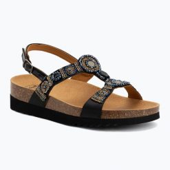 Sandały damskie Scholl Bogota Sandal Med. Czarne sandały Scholl, bez wzorów, z materiału, bez obcasa, bez zapięcia. Za 289.99 zł.