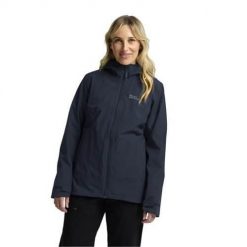Kurtka w góry damska Jack Wolfskin 1115621C0412. Niebieskie kurtki Jack Wolfskin, l, bez wzorów, z materiału, eleganckie, z kapturem. Za 1,094.00 zł.
