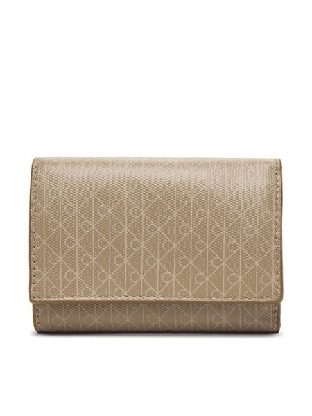 Calvin Klein Portfel Emblem Aop Trifold W/ Zip Pocket LV04F1118G Beżowy. Brązowe portfele Calvin Klein, bez wzorów, z materiału. Za 289.99 zł.