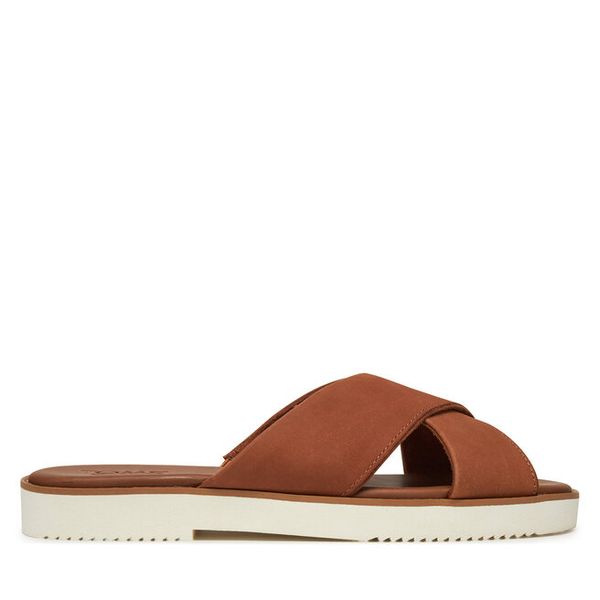 Klapki Toms. Brązowe klapki TOMS, bez wzorów, bez obcasa, bez zapięcia. Za 259.99 zł.