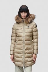 BLAUER Beżowa damska kurtka Kristin Raincoat Long Jackets. Brązowe kurtki Blauer USA, l, bez wzorów, z poliamidu, bez kaptura. W wyprzedaży za 1,299.99 zł.