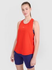 4F Top treningowy oversize szybkoschnący damski - czerwony XL. Czerwone topy 4f, xl, bez wzorów, bez kołnierzyka, bez ramiączek. W wyprzedaży za 59.99 zł.