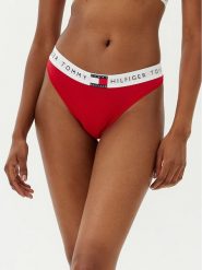 Tommy Hilfiger Stringi UW0UW06039 Czerwony. Czerwone stringi Tommy Hilfiger, bez wzorów, z bawełny. Za 69.99 zł.