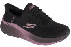 Buty sportowe damskie, Slip-Ins: Max Cushioning Elite 2.0 - Solace. Czarne buty treningowe Skechers, bez wzorów, z materiału, przed kostkę, bez zapięcia, trekkingowe. Za 589.99 zł.