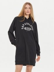 Gap Sukienka dzianinowa 498949-03 Czarny Relaxed Fit. Czarne sukienki GAP, s, bez wzorów, z bawełny, bez kołnierzyka, bez ramiączek. Za 209.99 zł.