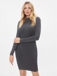 MICHAEL Michael Kors Sukienka dzianinowa MH381ZMAFB Srebrny Slim Fit. Szare sukienki MICHAEL Michael Kors, xl, bez wzorów, z dzianiny, bez kołnierzyka, bez ramiączek. Za 749.99 zł.