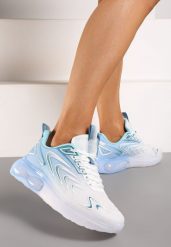 Biało-Niebieskie Płaskie Sznurowane Buty Sportowe Sneakersy Risanni. Białe buty treningowe Born2be, na wiosnę, bez wzorów, z dresówki, bez zapięcia. W wyprzedaży za 101.99 zł.
