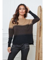 So Cachemire Sweter "Lurcia" w kolorze brązowo-czarno-jasnobrązowym rozmiar: M. Brązowe swetry So Cachemire, m, bez wzorów, z kaszmiru, bez ramiączek. Za 240.43 zł.