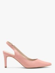 Różowe czółenka typu slingback OFELIA. Czerwone czółenka Ryłko, bez wzorów, z gumy, bez obcasa, na szpilce, bez zapięcia. W wyprzedaży za 269.99 zł.