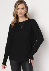 Czarny Klasyczny Sweter z Długim Rękawem Darissa. Czarne swetry Born2be, l, bez wzorów, z dzianiny, klasyczne, bez ramiączek. W wyprzedaży za 84.99 zł.