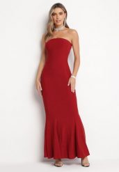 Czerwona Sukienka Maxi Bez Ramiączek Zdobiona Metaliczną Nicią Bergena. Czerwone sukienki Born2be, na imprezę, l, z aplikacjami, eleganckie, bez kołnierzyka, bez ramiączek, maxi. W wyprzedaży za 144.49 zł.
