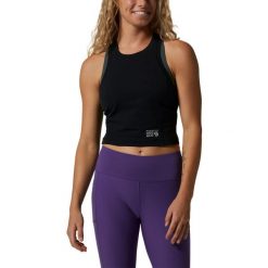 Koszulka sportowa damska Mountain Hardwear Mountain Stretch Lette z krótkim ręka. Czarne t-shirty sportowe MOUNTAIN HARDWEAR, xl, bez wzorów, bez ramiączek. Za 179.00 zł.
