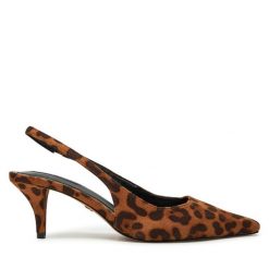 Czółenka Nine West. Brązowe czółenka Nine West, bez wzorów, bez obcasa, bez zapięcia. Za 249.99 zł.