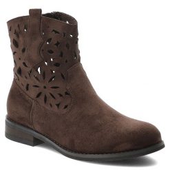Botki damskie Vinceza, cholewka z materiału ażurowa z zamkiem z boku na płaskiej podeszwie, brązowe, 39997. Brązowe botki VINCEZA, w ażurowe wzory, bez obcasa, na płaskiej podeszwie, bez zapięcia. Za 135.90 zł.