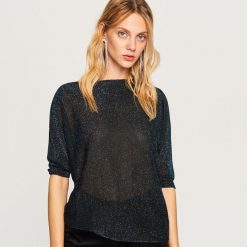 Sweter z brokatową nitką - Turkusowy. Swetry marki DOMYOS. W wyprzedaży za 49.99 zł.