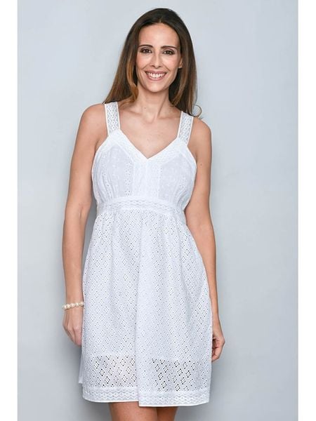 H.H.G. Sukienka w kolorze białym rozmiar: M. Białe sukienki H.H.G., na co dzień, m, bez wzorów, z bawełny, bez kołnierzyka, bez ramiączek, mini, proste. Za 39.58 zł.