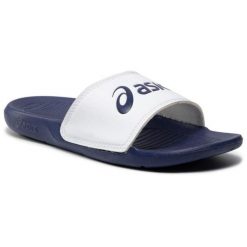 Klapki unisex Asics Slide. Białe klapki ASICS, bez wzorów, sportowe, bez obcasa, bez zapięcia. Za 99.68 zł.