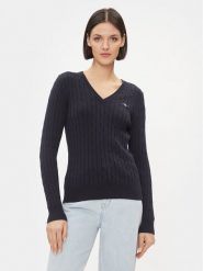 Gant Sweter 4800101 Granatowy Slim Fit. Niebieskie swetry Gant, s, bez wzorów, z bawełny, bez ramiączek. Za 349.99 zł.