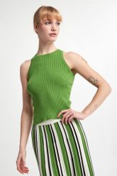 Top damski prążkowany Olimpo WEEKEND MAX MARA. Topy Weekend Max Mara, xs, bez wzorów, prążkowane, bez kołnierzyka, bez ramiączek. W wyprzedaży za 496.30 zł.