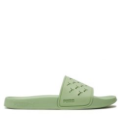 Klapki Puma. Zielone klapki Puma, bez wzorów, sportowe, bez obcasa, bez zapięcia. Za 149.99 zł.