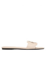 Calvin Klein Klapki Square Flat Sandal Emblem HW0HW03128 Écru. Klapki Calvin Klein, bez wzorów, ze skóry, bez obcasa, bez zapięcia. Za 409.99 zł.