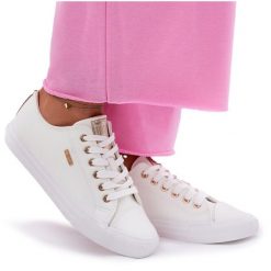 Trampki Damskie Z Eko Skóry Big Star RR274748 Białe. Białe trampki bez wzorów, z gumy, retro, bez zapięcia. Za 207.99 zł.