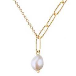 Valero Pearls Stal nierdzewna Perła hodowlana słodkowodna Naszyjniki 1 ct Damski. Białe naszyjniki Valero Pearls, z materiału, z perłą, pozłacane. Za 299.99 zł.