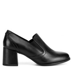 Półbuty Lasocki. Czarne półbuty wsuwane Lasocki, bez wzorów, bez obcasa, na obcasie. Za 154.99 zł.