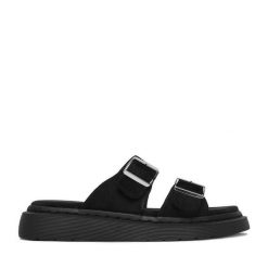 Klapki DeeZee. Czarne klapki DeeZee, bez wzorów, bez obcasa, bez zapięcia. Za 139.99 zł.