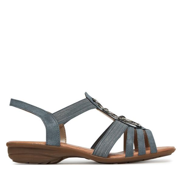 Sandały Remonte. Niebieskie sandały Remonte, bez wzorów, bez obcasa, na płaskiej podeszwie, bez zapięcia. Za 271.99 zł.