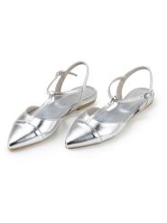 Anna Morellini Skórzane klapki "Grissanila" w kolorze srebrnym z paskiem rozmiar: 39. Szare klapki Anna Morellini, bez wzorów, klasyczne, bez obcasa, bez zapięcia. Za 281.10 zł.