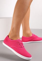 Fuksjowe Sznurowane Tenisówki Przed Kostkę Jennessa. Czerwone trampki Renee, bez wzorów, street, przed kostkę, bez zapięcia. W wyprzedaży za 35.99 zł.