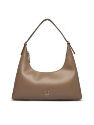 Calvin Klein Torebka Emblem Hw Lthr Shoulder Bag LV04F3262G Beżowy. Brązowe torebki klasyczne Calvin Klein, bez wzorów, ze skóry, bez dodatków. Za 949.99 zł.
