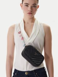 Guess Torebka Camera Bag J4GZ23 WFZL0 Czarny. Czarne kopertówki Guess, z aplikacjami, ze skóry, wizytowe, bez dodatków. Za 179.99 zł.