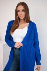 Sweter Kardigan z warkoczowym splotem chabrowy. Niebieskie swetry KESI, l, bez wzorów, z wełny, biznesowe, plus size, bez ramiączek. Za 178.78 zł.