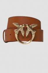 PINKO Brązowy pasek Love Berry H4 Belt. Brązowe paski Pinko, bez wzorów. W wyprzedaży za 449.99 zł.