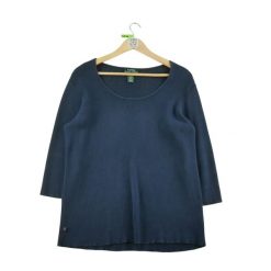 Second life - Damski sweter w kolorze granatowym - Stan bardzo dobry. Niebieskie swetry Ralph Lauren, bez wzorów, sportowe, bez ramiączek. Za 127.76 zł.