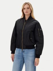 Guess Jeans Kurtka bomber W5RL81 WHAA2 Czarny Regular Fit. Czarne kurtki Guess Jeans, l, z aplikacjami, z jeansu, bez kaptura. Za 459.99 zł.