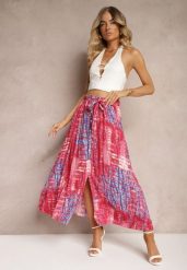 Różowa Rozkloszowana Spódnica z Wiskozy z Nieodpinanymi Ozdobnymi Guzikami Zafina. Czerwone spódnice Renee, na co dzień, l, bez wzorów, z wiskozy, eleganckie, maxi, dopasowane. W wyprzedaży za 35.99 zł.
