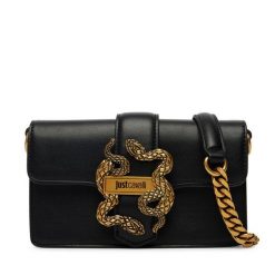 Torebka Just Cavalli. Czarne kopertówki Just Cavalli, bez wzorów, wizytowe, bez dodatków. Za 614.99 zł.