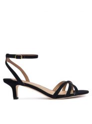 LAUREN RALPH LAUREN Sandały Kendyl Kitten 802P06395008 Czarny. Czarne sandały Lauren Ralph Lauren, bez wzorów, ze skóry, bez obcasa, na szpilce, bez zapięcia. Za 729.99 zł.