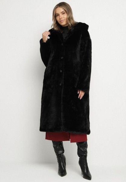 Czarny Płaszcz Pluszowy z Kapturem Zereta. Czarne płaszcze Born2be, na jesień, l, bez wzorów, z jeansu, eleganckie, z kapturem. Za 279.99 zł.