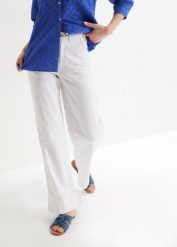 Dżinsy ze stretchem Wide Fit. Białe jeansy bonprix, bez wzorów, z jeansu. Za 109.99 zł.