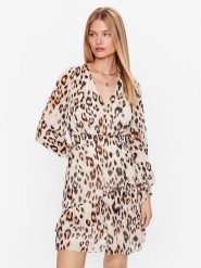 DKNY Sukienka codzienna DD3F6583 Beżowy Regular Fit. Brązowe sukienki DKNY, na co dzień, bez wzorów, z syntetyku, bez kołnierzyka, bez ramiączek, proste. Za 469.99 zł.