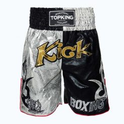 Spodenki treningowe Top King Kickboxing. Czarne szorty sportowe TOP KING, bez wzorów, z materiału, na fitness i siłownię. Za 419.99 zł.