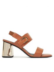 Furla Sandały Chic YJ42HIC A.0203 3911S Brązowy. Brązowe sandały Furla, bez wzorów, ze skóry, bez obcasa, na słupku, bez zapięcia. Za 749.99 zł.