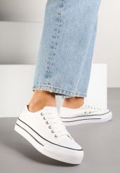 Czarno-Białe Trampki Klasyczne przed Kostkę na Grubej Podeszwie Senathiela. Czarne trampki Born2be, bez wzorów, z jeansu, klasyczne, przed kostkę, bez zapięcia. W wyprzedaży za 46.74 zł.
