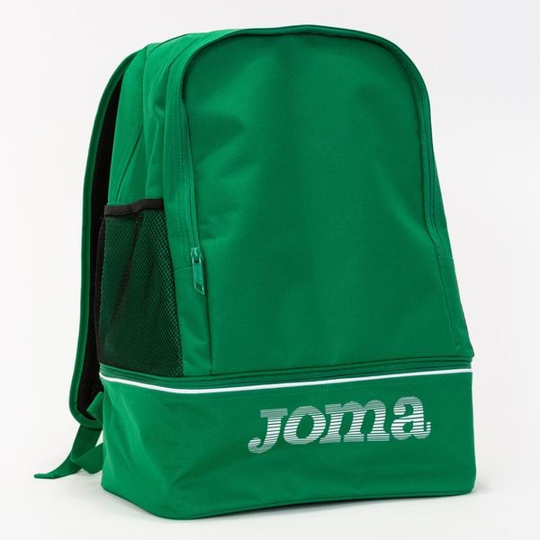 Plecak sportowy piłkarski Joma Training III z kieszenią na obuwie. Zielone buty treningowe Joma, bez wzorów, z materiału, bez zapięcia, na fitness i siłownię. Za 109.99 zł.