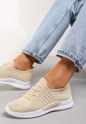 Beżowe Buty Sportowe Lephanthe. Brązowe buty sportowe lifestyle Renee, bez wzorów, bez zapięcia. W wyprzedaży za 31.99 zł.